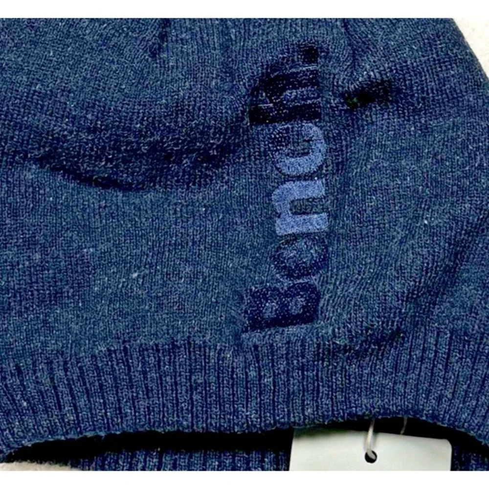 BENCH Knit Beanie Fold Skull Cap Fisherman  Logo Lined Navy‎ One Size Unisex NWT